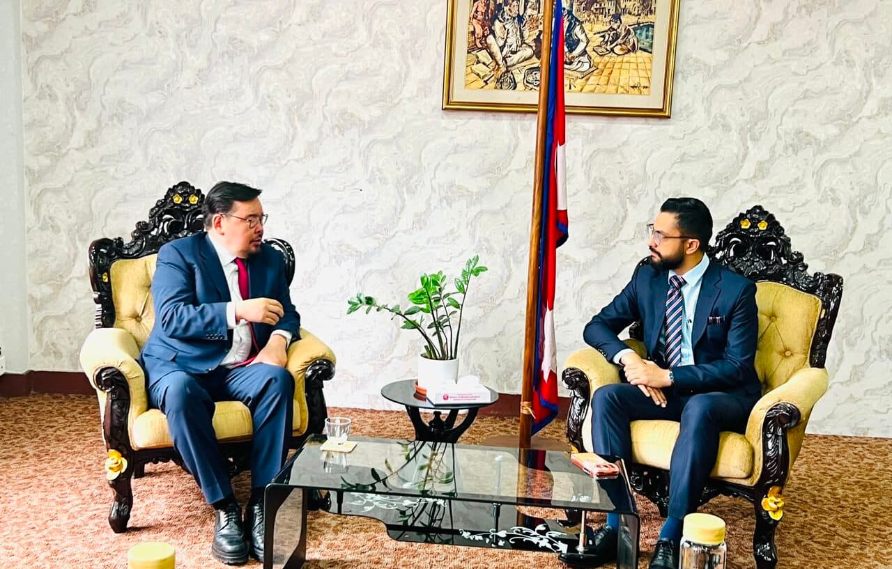 Former Mongolian PM pays courtesy call on Education minister Pokharel - Image 1
